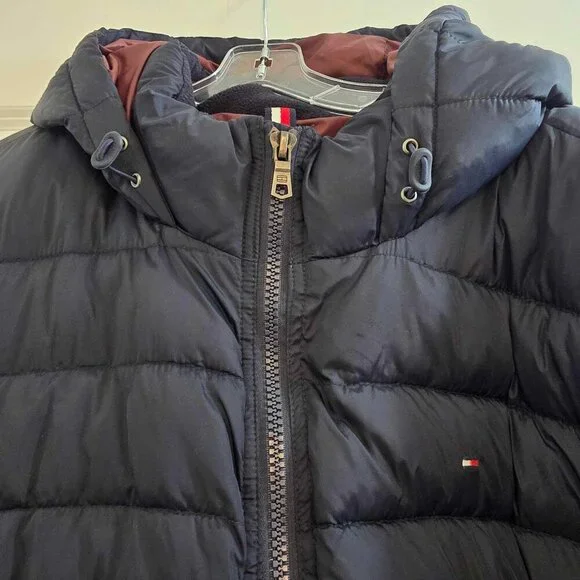 Tommy Hilfiger Men's Warm Hooded Puffer Jacket Water & Wind Resistant Navy - Picture 8 of 12